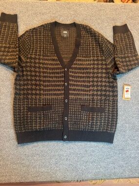 Vans Brown & Black Houndstooth Button-Up Cardigan